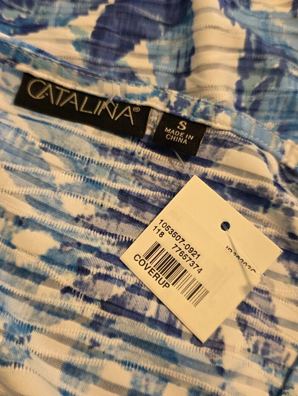 NWT Catalina Blue Leaf-Print Women's Swim Coverup Size Small